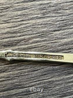 6 anciennes petites cuillères à Moka en argent massif vermeil émaillé Danemark