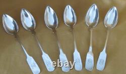 6 cuillères à café anciennes argent massif 925 Goehring Etats-Unis 1890/1920