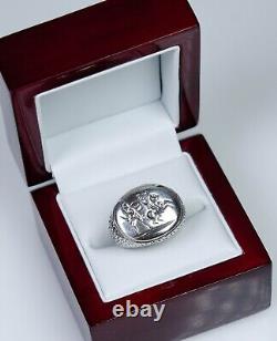 835 Argent Bague Ancienne Pour Homme Motif Romain Massif