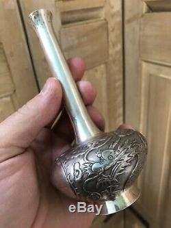 90gr Vase Chinois Argent Massif Solid Silver Ancien Indochine Chine Dragon