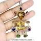 925 Pendentif Argent Massif Ancien Citrine 45ct Am&eacute;thyste Robot Fait Gemme