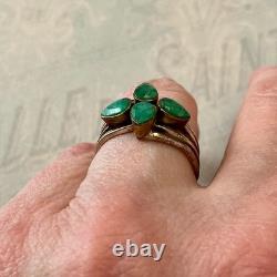 ANCIENNE BAGUE 4 En 1 ÉMERAUDES, VERMEIL ET ARGENT MASSIF