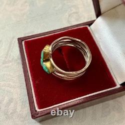 ANCIENNE BAGUE 4 En 1 ÉMERAUDES, VERMEIL ET ARGENT MASSIF