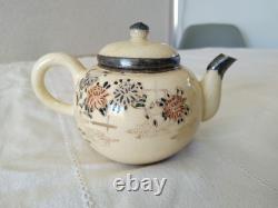 ANCIENNE THÉIÈRE CÉRAMIQUE JAPON ARGENT MASSIF silver Japanese Satsuma teapot