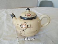 ANCIENNE THÉIÈRE CÉRAMIQUE JAPON ARGENT MASSIF silver Japanese Satsuma teapot