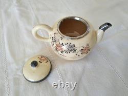 ANCIENNE THÉIÈRE CÉRAMIQUE JAPON ARGENT MASSIF silver Japanese Satsuma teapot