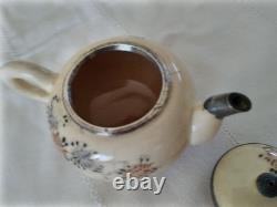 ANCIENNE THÉIÈRE CÉRAMIQUE JAPON ARGENT MASSIF silver Japanese Satsuma teapot