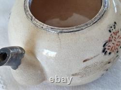 ANCIENNE THÉIÈRE CÉRAMIQUE JAPON ARGENT MASSIF silver Japanese Satsuma teapot