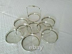 ANCIENS DESSOUS DE VERRE CRISTAL & ARGENT MASSIF WEBSTER Co STERLING COASTERS