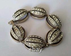 ANCIEN BRACELET ARGENT MASSIF VERMEIL STRASS signé NETTIE ROSENSTEIN Sterling