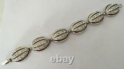 ANCIEN BRACELET ARGENT MASSIF VERMEIL STRASS signé NETTIE ROSENSTEIN Sterling