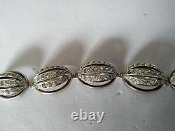 ANCIEN BRACELET ARGENT MASSIF VERMEIL STRASS signé NETTIE ROSENSTEIN Sterling