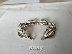 ANCIEN BRACELET ARGENT MASSIF VERMEIL STRASS signé NETTIE ROSENSTEIN Sterling