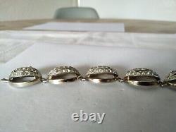 ANCIEN BRACELET ARGENT MASSIF VERMEIL STRASS signé NETTIE ROSENSTEIN Sterling