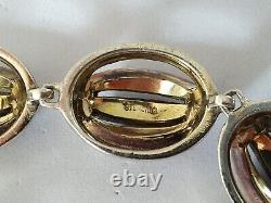 ANCIEN BRACELET ARGENT MASSIF VERMEIL STRASS signé NETTIE ROSENSTEIN Sterling