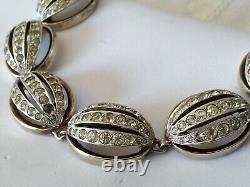 ANCIEN BRACELET ARGENT MASSIF VERMEIL STRASS signé NETTIE ROSENSTEIN Sterling