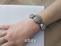 ANCIEN BRACELET ARGENT MASSIF VERMEIL STRASS signé NETTIE ROSENSTEIN Sterling