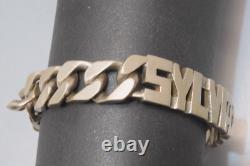 -ANCIEN BRACELET GOURMETTE ARGENT MASSIF Poinçon CRABE Prénom SYLVIA D