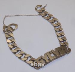 -ANCIEN BRACELET GOURMETTE ARGENT MASSIF Poinçon CRABE Prénom SYLVIA D