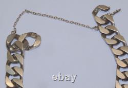 -ANCIEN BRACELET GOURMETTE ARGENT MASSIF Poinçon CRABE Prénom SYLVIA D