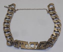 -ANCIEN BRACELET GOURMETTE ARGENT MASSIF Poinçon CRABE Prénom SYLVIA D