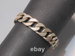 -ANCIEN BRACELET GOURMETTE ARGENT MASSIF Poinçon CRABE Prénom SYLVIA D