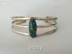 ANCIEN BRACELET NAVAJO ARGENT MASSIF TURQUOISE Native Sterling