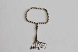 ANCIEN CHAPELET TASBIH MISBAHA 33 PERLES ARGENT MASSIF 23,5 g CHAPELET MUSULMAN