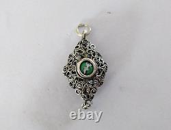 ANCIEN PENDENTIF DE CHAPELET ARGENT MASSIF FILIGRANE BAVIÈRE XIXe ÉMAIL BAVARIAN