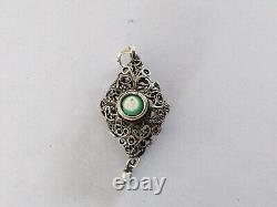 ANCIEN PENDENTIF DE CHAPELET ARGENT MASSIF FILIGRANE BAVIÈRE XIXe ÉMAIL BAVARIAN