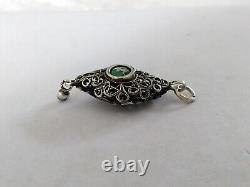 ANCIEN PENDENTIF DE CHAPELET ARGENT MASSIF FILIGRANE BAVIÈRE XIXe ÉMAIL BAVARIAN