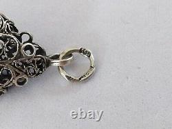 ANCIEN PENDENTIF DE CHAPELET ARGENT MASSIF FILIGRANE BAVIÈRE XIXe ÉMAIL BAVARIAN