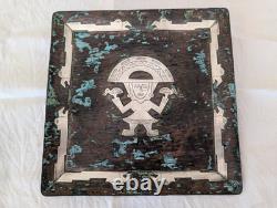 ANCIEN PLATEAU MARTELÉ PÉROU ARGENT MASSIF 925 CUIVRE INCA style Laffi silver