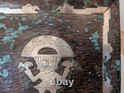 ANCIEN PLATEAU MARTELÉ PÉROU ARGENT MASSIF 925 CUIVRE INCA style Laffi silver