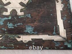 ANCIEN PLATEAU MARTELÉ PÉROU ARGENT MASSIF 925 CUIVRE INCA style Laffi silver