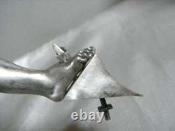 ANCIEN RARE CRUCIFIX CHRIST ARGENT MASSIF STATUE RELIGIEUSE JESUS 251 grs