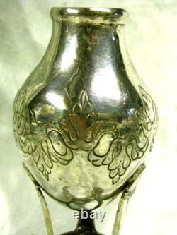 ANCIEN VASE PIEDOUCHE TRIPODE ARGENT MASSIF signé A GAIVIZO