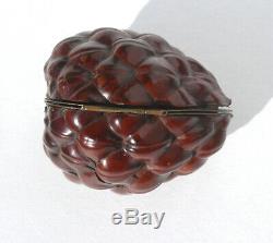 ARGENT Ancien nécessaire de couture miniature Noix Ciseaux walnut sewing etui