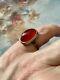 Art Deco C1930 Cornaline, Agate, Poinç. Crabe, Argent Massif, Ancienne Bague