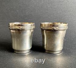 Ancien 2 gobelets verres à liqueur Charles Hack argent massif sterling silver