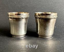 Ancien 2 gobelets verres à liqueur Charles Hack argent massif sterling silver