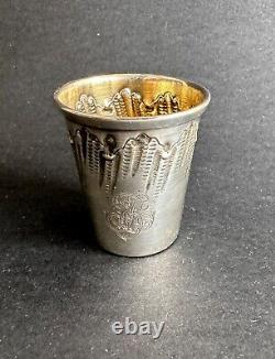 Ancien 6 gobelets verres à liqueur orfèvre argent massif sterling silver