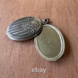 Ancien Bijou Élément de Chatelaine double miroir biseauté Argent Massif Poinçon