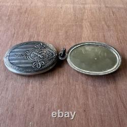 Ancien Bijou Élément de Chatelaine double miroir biseauté Argent Massif Poinçon