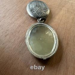 Ancien Bijou Élément de Chatelaine double miroir biseauté Argent Massif Poinçon