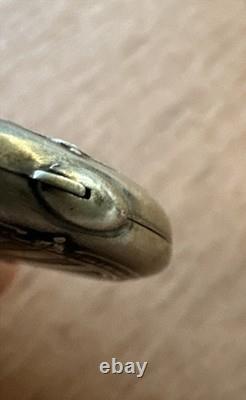 Ancien Bijou Élément de Chatelaine double miroir biseauté Argent Massif Poinçon