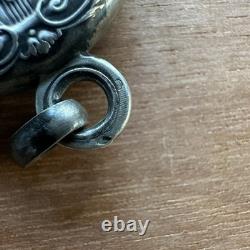 Ancien Bijou Élément de Chatelaine double miroir biseauté Argent Massif Poinçon