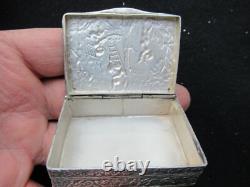 Ancien Boite Argent Art Nouveau Bonbonniere Pilulier Tabatiere Massif Silver Box