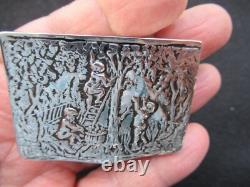 Ancien Boite Argent Art Nouveau Bonbonniere Pilulier Tabatiere Massif Silver Box