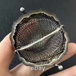 Ancien Bourse En Argent Massif Art Nouveau Porte Monnaie Décors cigogne